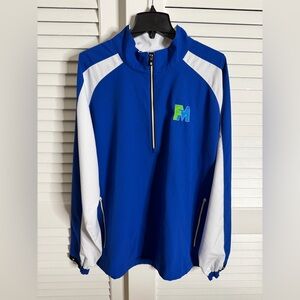 FootJoy FJ Men’s XL 1/4 Zip Golf Windbreaker Jacket Blue White FM Logo